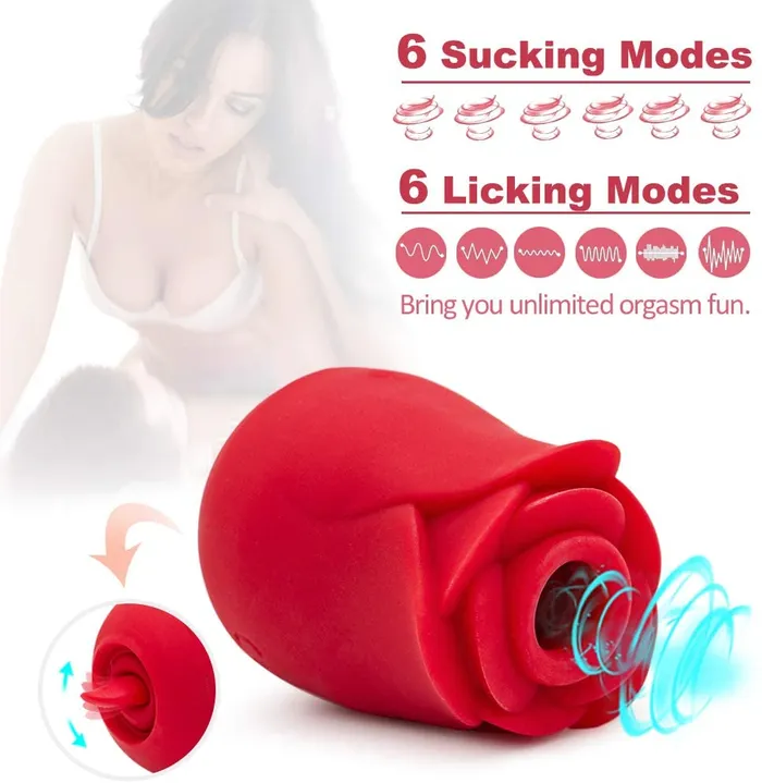 2 in 1 Rose Toy for Women Licking Sucking JazzToy Vibrators