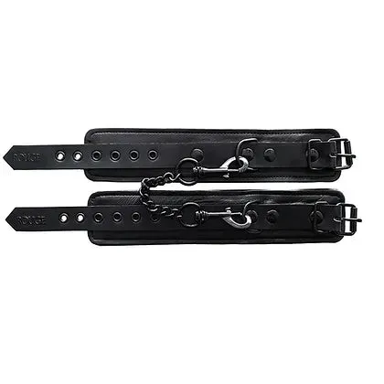 Restraints Rouge Rouge Leather Wrist Cuffs with Black Accessories