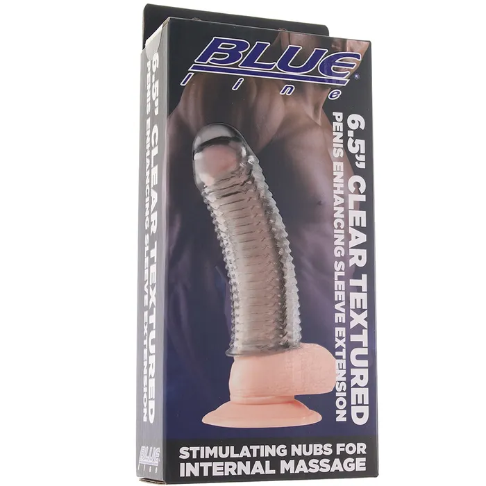 Anal Electric Eel Blue Line 65 Inch Clear Textured Extension Sleeve