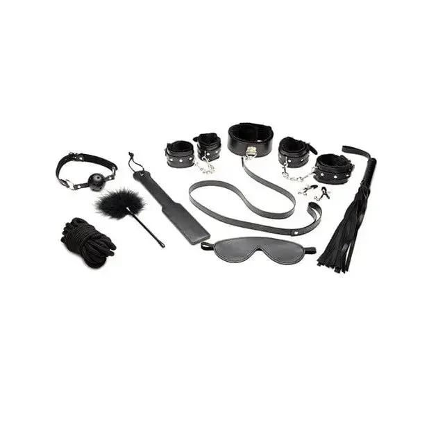 Anal Master Series Master Series Hook Up 10 Pc Plush Bondage Set Black