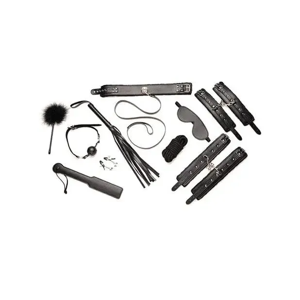 Anal Master Series Master Series Hook Up 10 Pc Plush Bondage Set Black