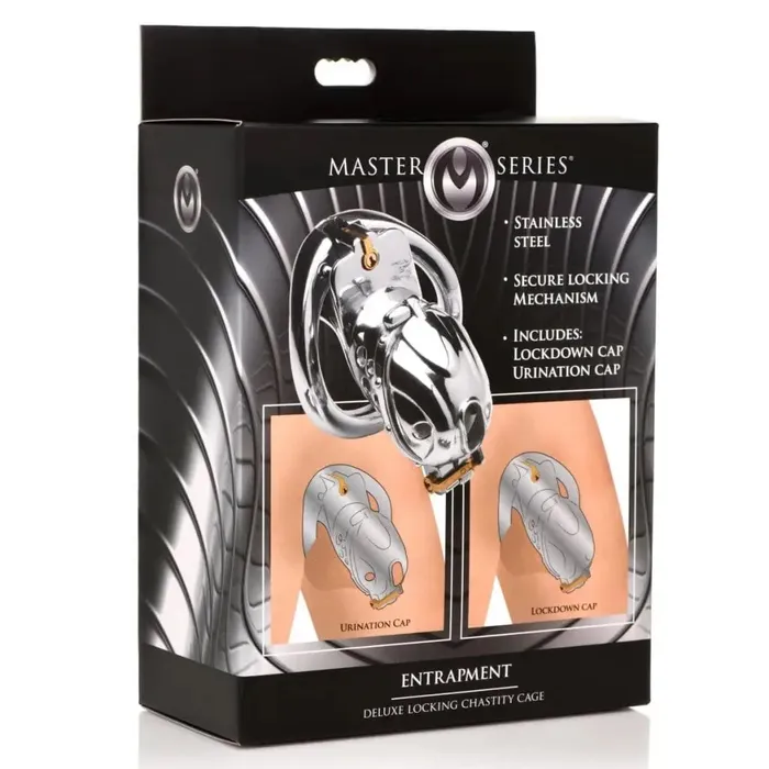 Entrapment Deluxe Locking Chastity Cage Master Series Male Sex Toys