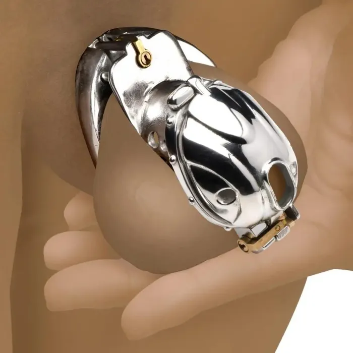 Entrapment Deluxe Locking Chastity Cage Master Series Male Sex Toys