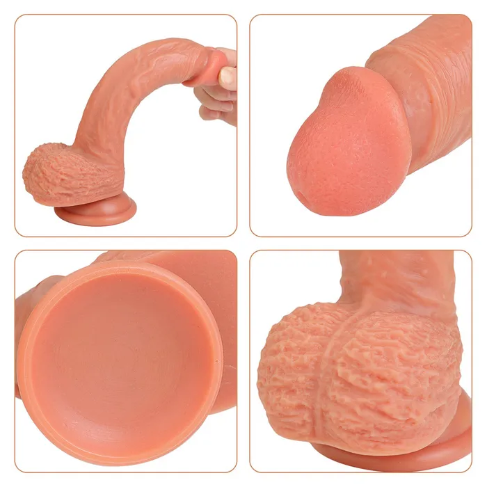 Female Sex Toys Modi B23 Realistic Dual Density Liquid Silicone Suction Cup Dildo with Balls 87 Inch