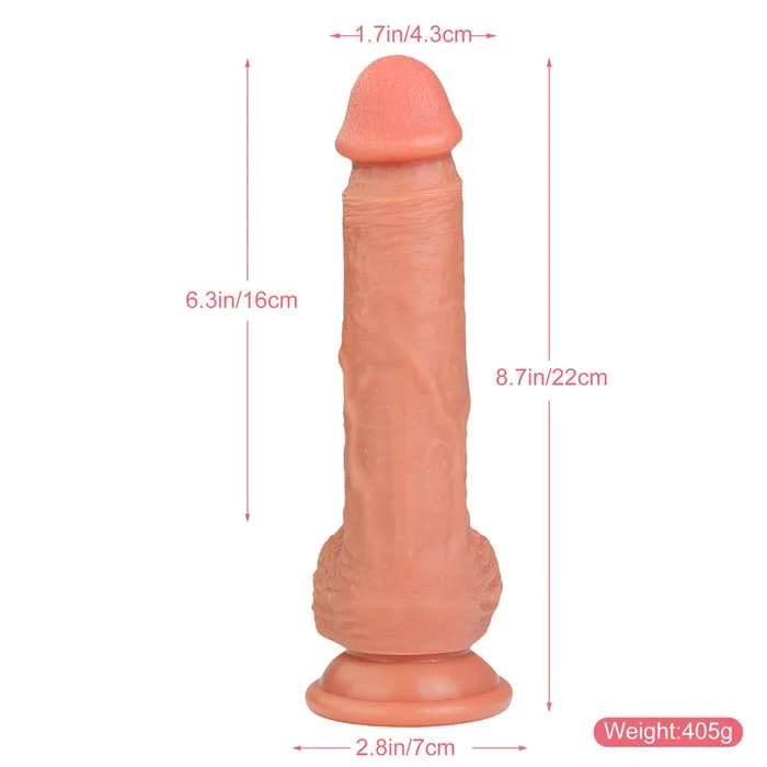 Female Sex Toys Modi B23 Realistic Dual Density Liquid Silicone Suction Cup Dildo with Balls 87 Inch