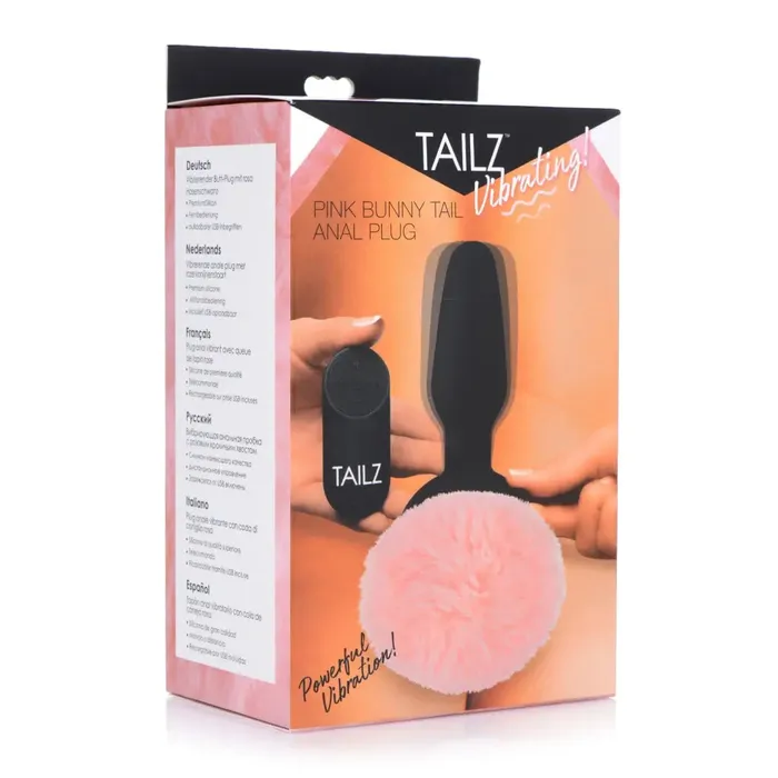 Male Sex Toys Tailz Remote Control Vibrating Pink Bunny Tail Anal Plug