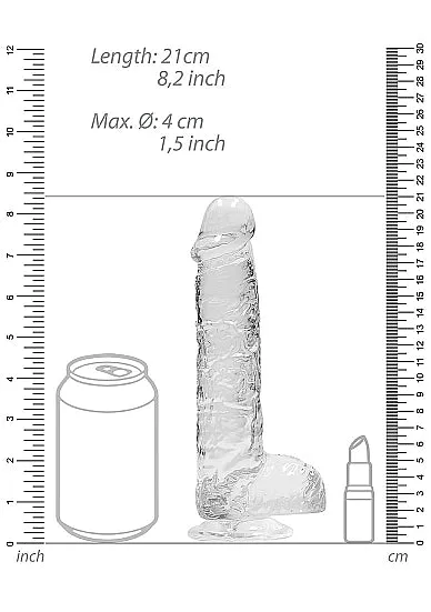 Realistic 8 Dildo With Balls Transparent HonourSkintwocom Female Sex Toys