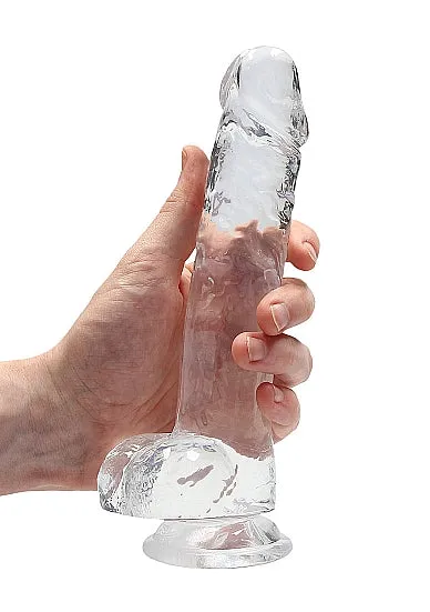 Realistic 8 Dildo With Balls Transparent HonourSkintwocom Female Sex Toys