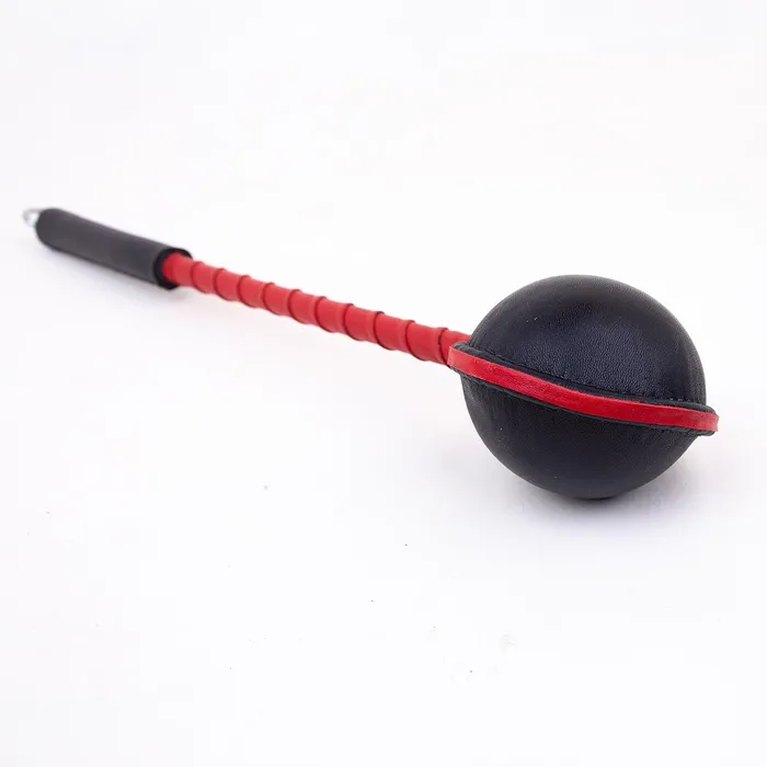 The Orb Leather Ballbusting Paddle Black Red Fetters Restraints