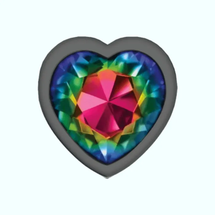 Cheeky Charms Anal Cheeky Charms Gunmetal Small Metal Butt Plug HeartShaped Rainbow