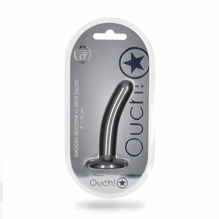 Dildos Shots Toys Shots Ouch Liquid Silicone GSpot 5 Inch Dildo Gun Metal