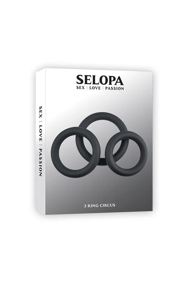 Male Sex Toys Selopa Selopa 3 Ring Circus Cock Ring Set Black
