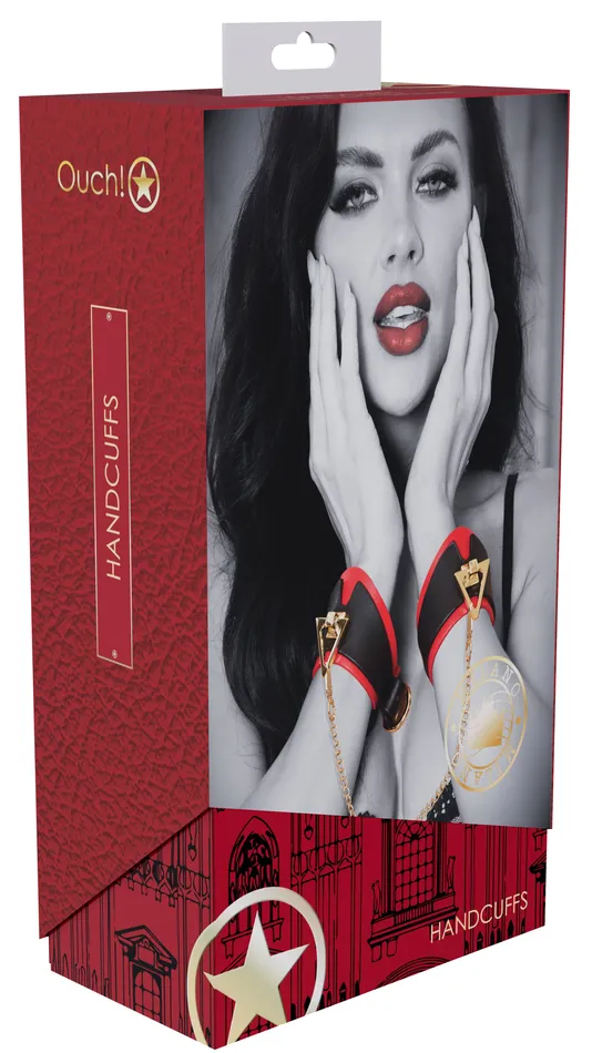 Ouch International Milan Collection Handcuffs BlackRed Shots Toys Anal