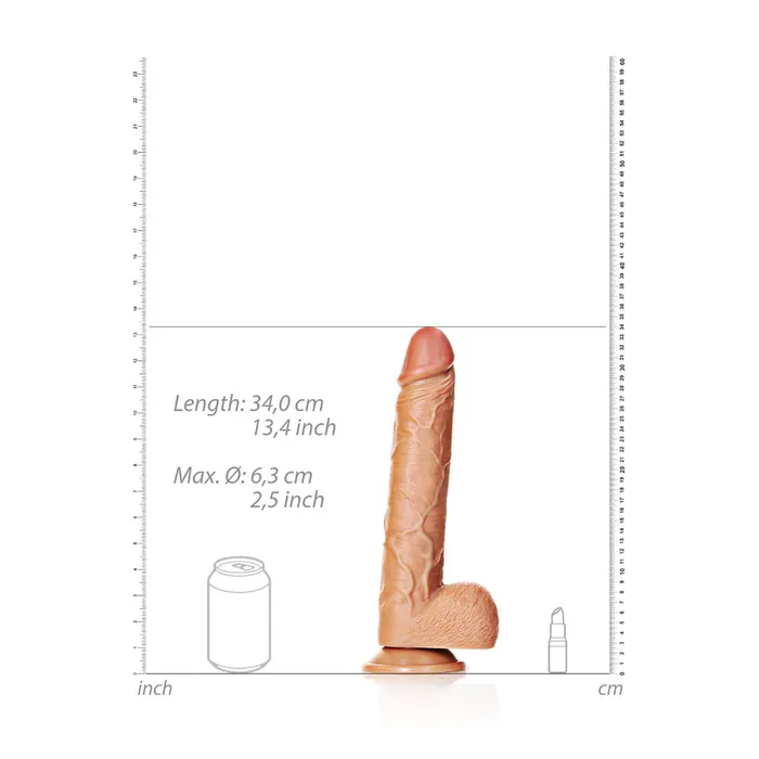 Shots Real Rock Realistic Straight Dildo With Balls 12 Inch Tan Shots Toys Dildos