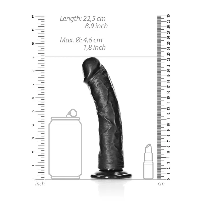 Shots Toys Dildos Shots Real Rock Realistic Curved Dildo 8 Inch Black