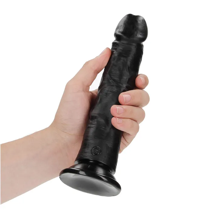 Shots Toys Dildos Shots Real Rock Realistic Curved Dildo 8 Inch Black
