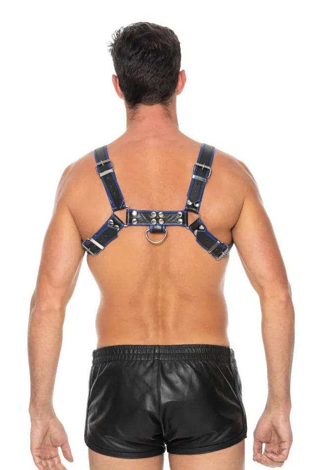 Vibrators Ouch by Shots Toys Bulldog Chest Harness Blue Shots Toys