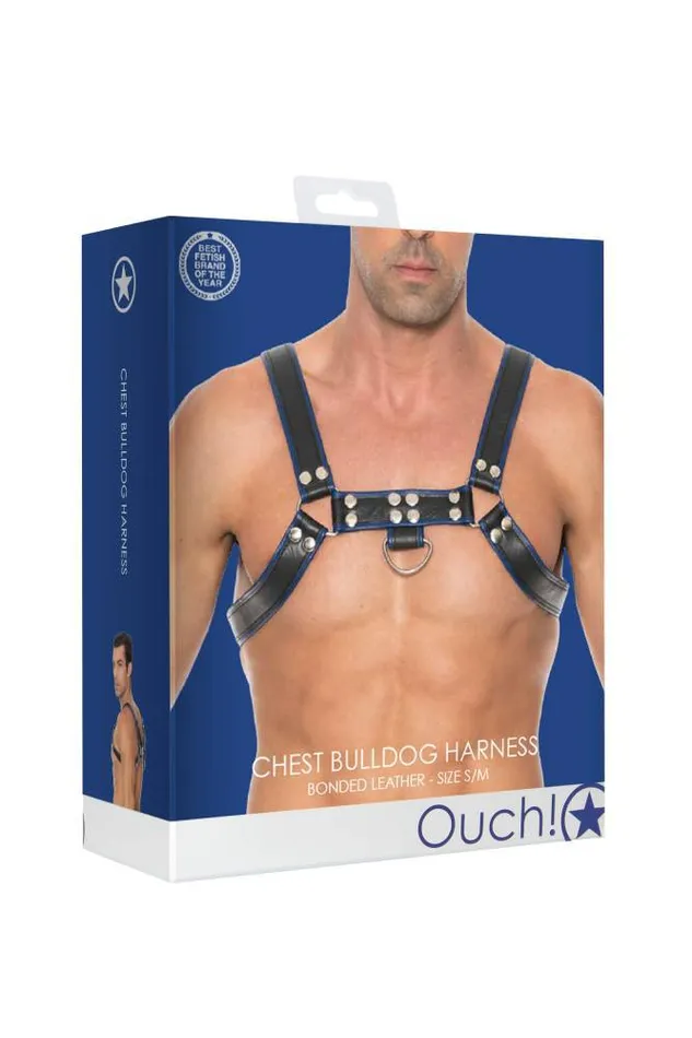 Vibrators Ouch by Shots Toys Bulldog Chest Harness Blue Shots Toys