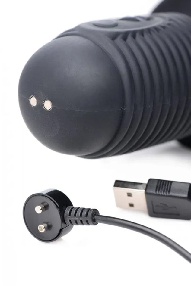 XR Brands Anal XR Brands Master Series Power Pounder Vibrating and Thrusting Silicone Dildo Black