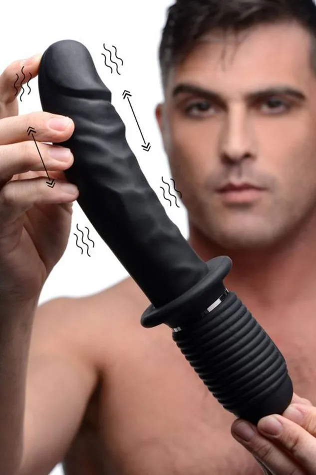 XR Brands Anal XR Brands Master Series Power Pounder Vibrating and Thrusting Silicone Dildo Black