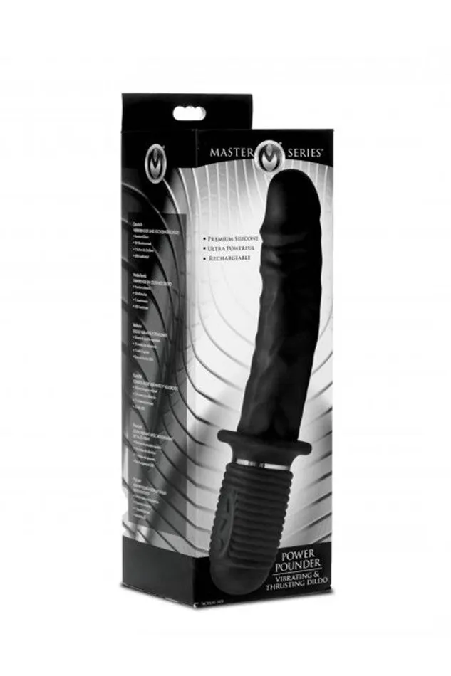 XR Brands Anal XR Brands Master Series Power Pounder Vibrating and Thrusting Silicone Dildo Black