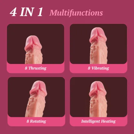 AcmeJoy Female Sex Toys Arny 8 Thrusting Rotating Vibrating Heating Dildo