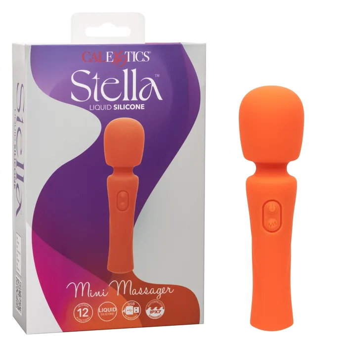 California Exotics California Exotics Stella Liquid Silicone Mini Wand Massager Orange Female Sex Toys