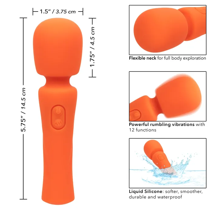 California Exotics California Exotics Stella Liquid Silicone Mini Wand Massager Orange Female Sex Toys