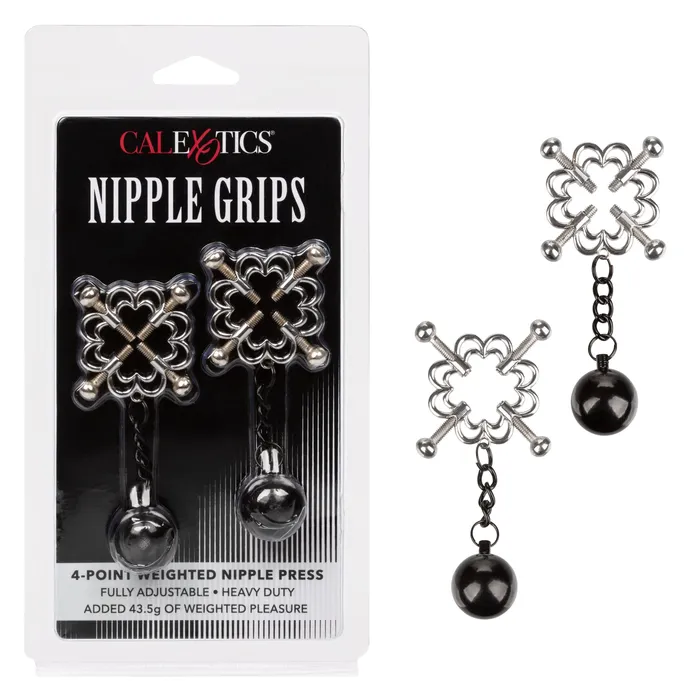 California Exotics Nipple Grips 4 Point Weighted Nipple Press Clamps Silver California Exotics Female Sex Toys California Exotics Nipple Grips 4 Point Weighted Nipple Press Clamps Silver California Exotics Female Sex Toys