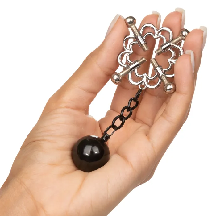 California Exotics Nipple Grips 4 Point Weighted Nipple Press Clamps Silver California Exotics Female Sex Toys California Exotics Nipple Grips 4 Point Weighted Nipple Press Clamps Silver California Exotics Female Sex Toys