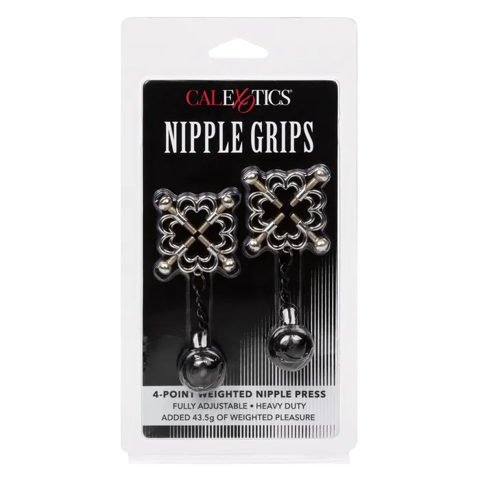 California Exotics Nipple Grips 4 Point Weighted Nipple Press Clamps Silver California Exotics Female Sex Toys California Exotics Nipple Grips 4 Point Weighted Nipple Press Clamps Silver California Exotics Female Sex Toys