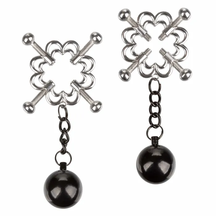 California Exotics Nipple Grips 4 Point Weighted Nipple Press Clamps Silver California Exotics Female Sex Toys California Exotics Nipple Grips 4 Point Weighted Nipple Press Clamps Silver California Exotics Female Sex Toys