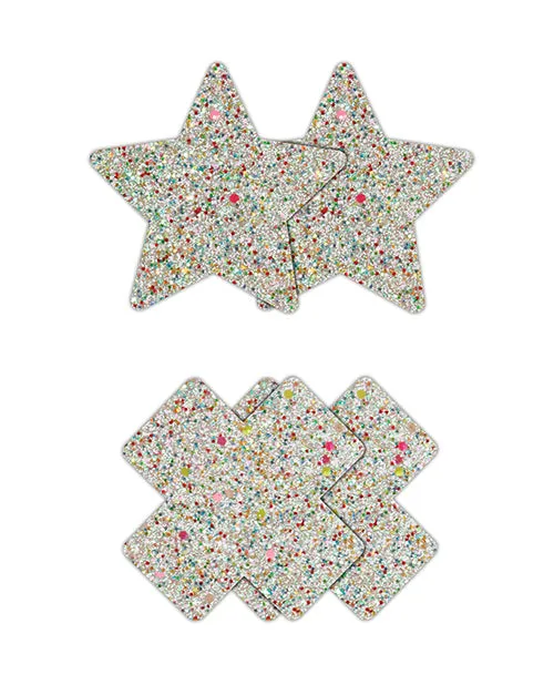 Female Sex Toys Ns Novelties INC Pretty Pasties Star Cross Glow in the Dark 2 Pair