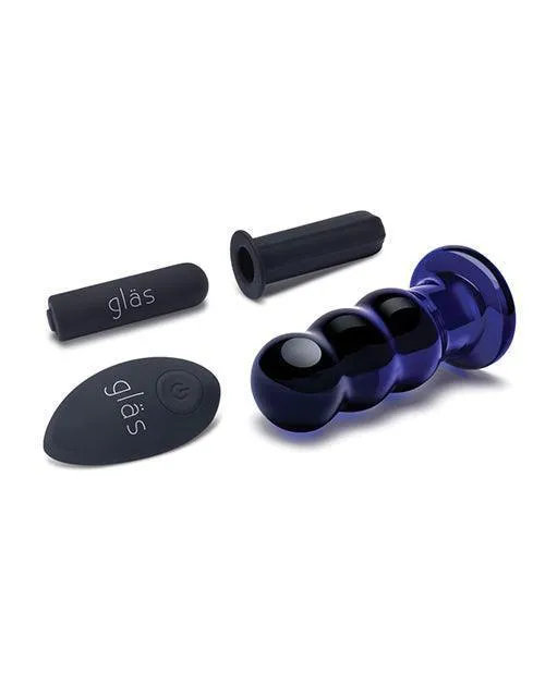 Glas 35 Rechargeable Vibrating Beaded Butt Plug Blue Electric Eel INC Anal