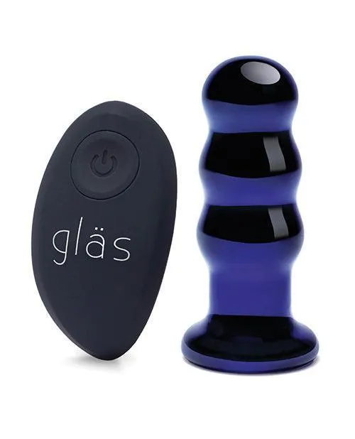 Glas 35 Rechargeable Vibrating Beaded Butt Plug Blue Electric Eel INC Anal