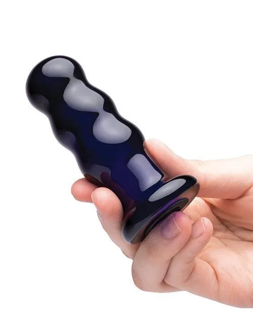Glas 35 Rechargeable Vibrating Beaded Butt Plug Blue Electric Eel INC Anal