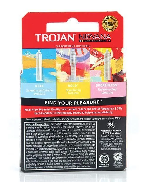 Male Sex Toys Trojan Nirvana Condom Pack Of 3 Paradise Marketing