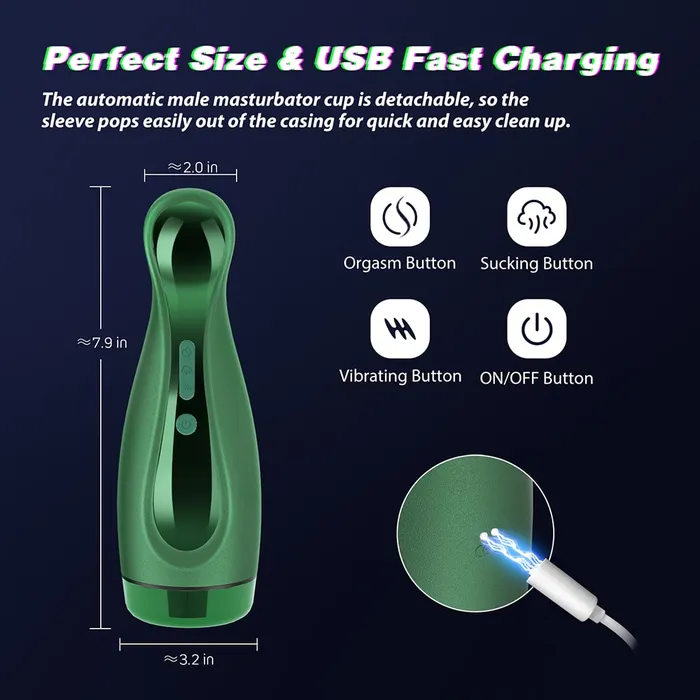 YOSPOSS Male Sex Toys Automatic Male Masturbator Cup OneClick Climax 3 Suction 6 Vibration