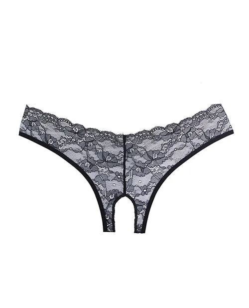 Adore Crush Lace Open Panty Black OneSize Allure Lingerie Lp Teddies And Bodies