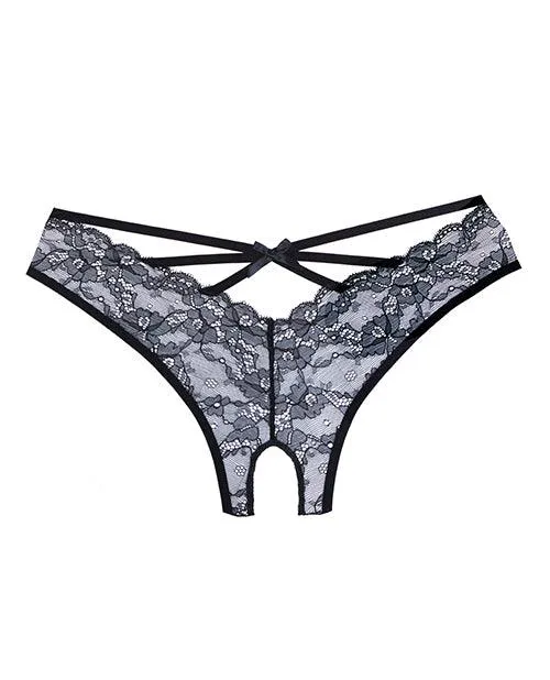 Adore Crush Lace Open Panty Black OneSize Allure Lingerie Lp Teddies And Bodies