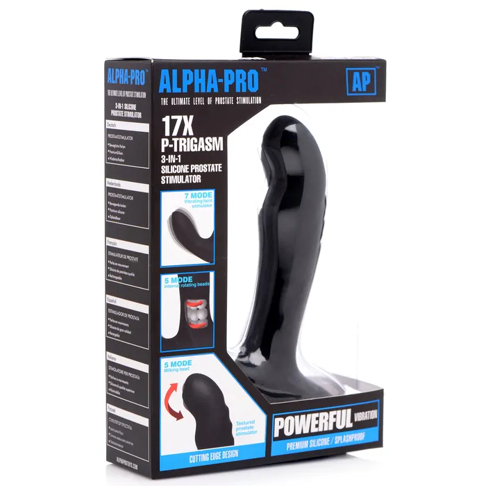 AlphaPro Male Sex Toys 17X PTRIGASM 3in1 Silicone Prostate Stimulator