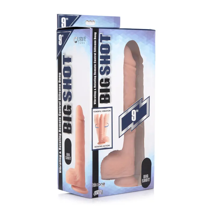Big Shot Rotating Remote Control Silicone Dildo with Balls 9 Inch Big Shot Female Sex Toys