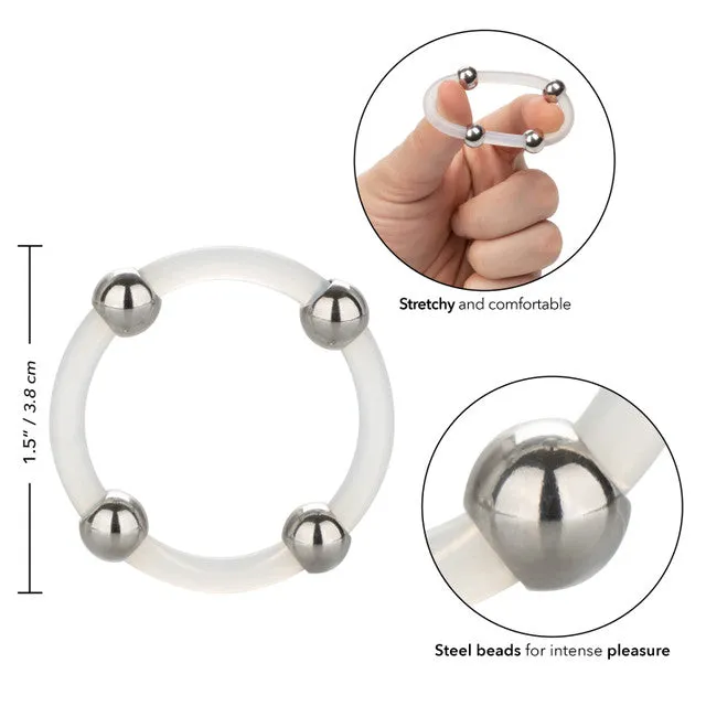 CALIFORNIA EXOTIC NOVELTIES Male Sex Toys STEEL BEADED SILICONE RING LARGE
