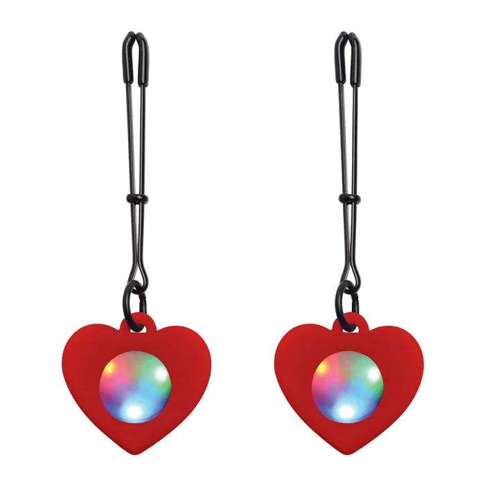 Charmed Female Sex Toys Silicone Light Up Heart Tweezer Nipple Clamps