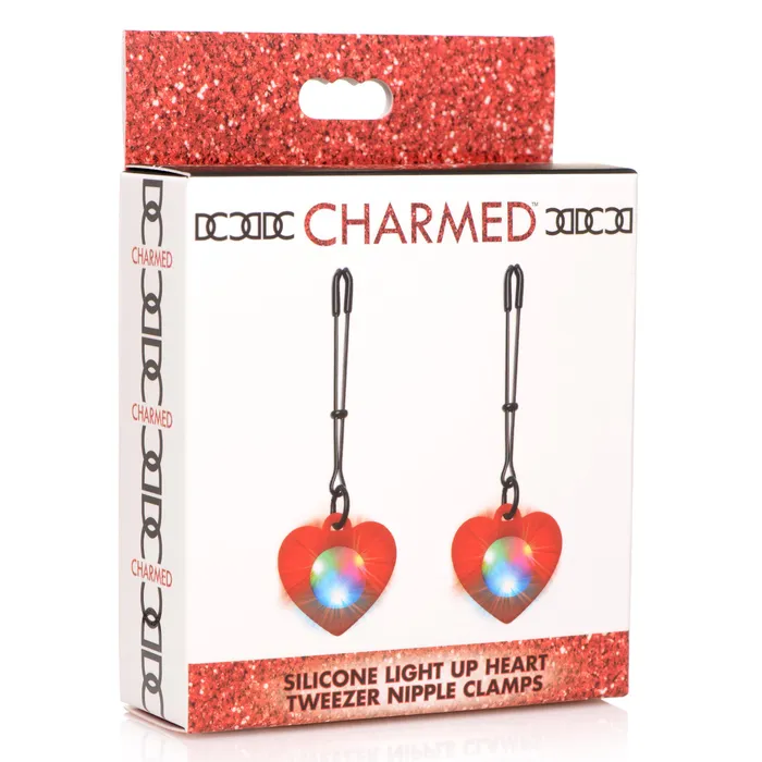 Charmed Female Sex Toys Silicone Light Up Heart Tweezer Nipple Clamps