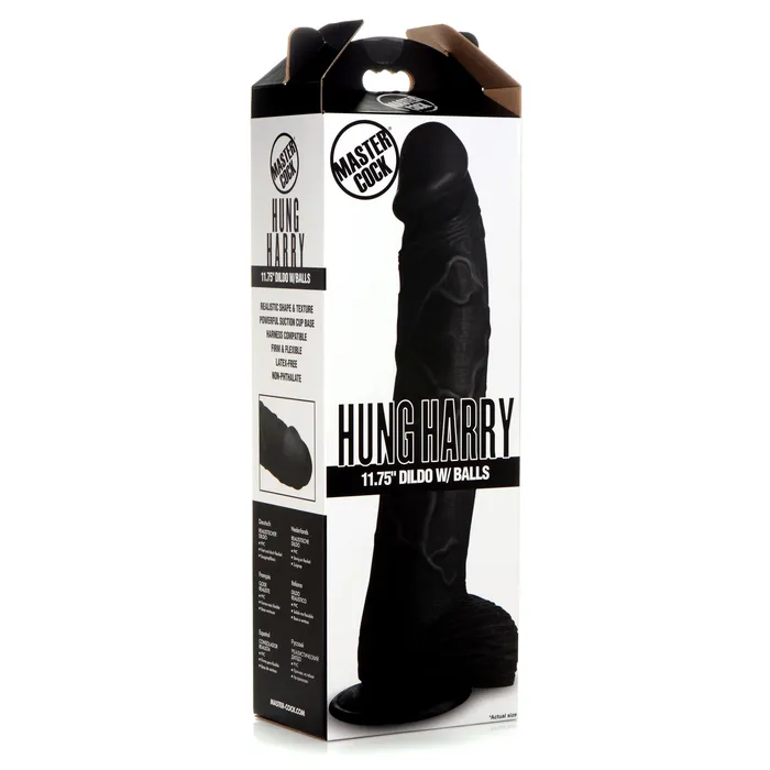 Female Sex Toys Master Cock Hung Harry 1175 Dildo with Balls Black