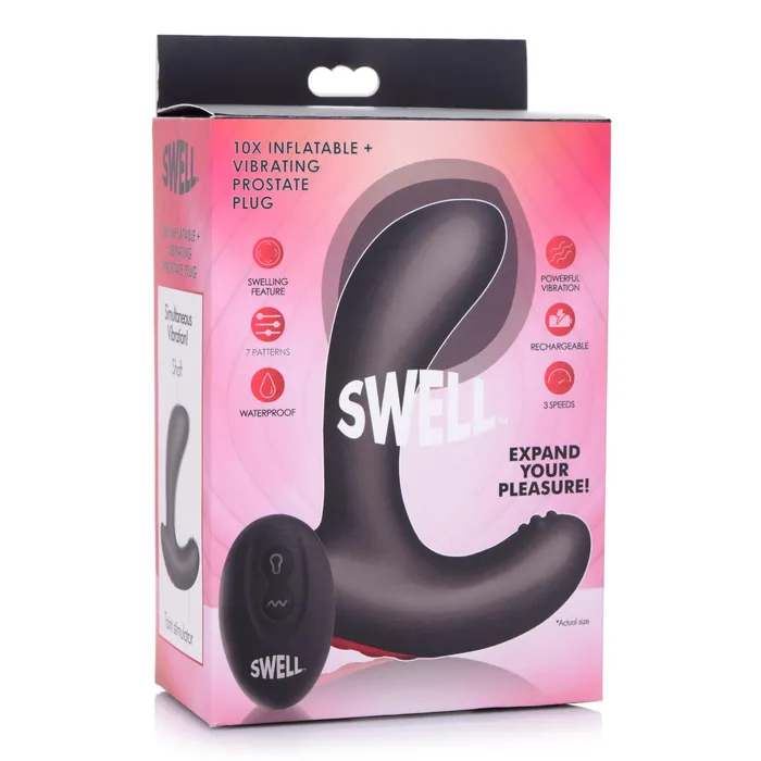 Male Sex Toys Swell 10X Inflatable Vibrating Silicone Prostate Plug