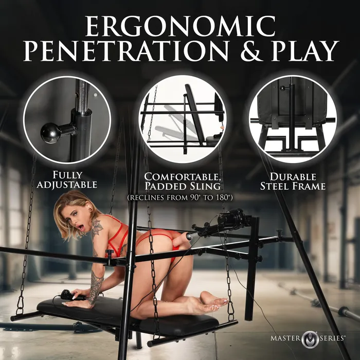 Master Series Female Sex Toys Throne Deluxe Adjustable Sling with Sex Machine