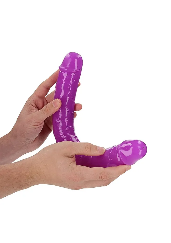 SHOTS AMERICA LLC Dildos OUCH GLOW IN THE DARK 15 DOUBLE ENDED DILDO PURPLE