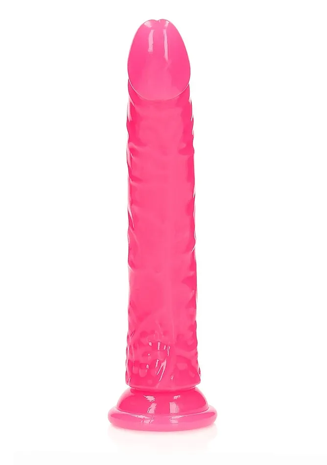 SHOTS AMERICA LLC REALROCK GLOW IN THE DARK 10 SLIM DILDO PINK Dildos